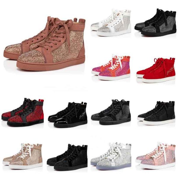 

luxury strass sneakers red designer shoes platform skateboard walking rhinestone mens womens casual shoe party dress wedding glitter trainer, Black