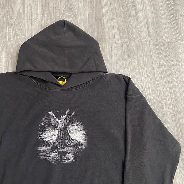 

vintage hoodie men women 1 quality heavy fabric sweatshirts oversize pullovers hooded, Black;brown