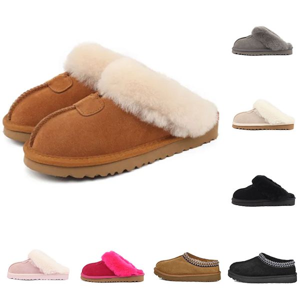 

boots designer tasmans slippers chestnut fur slides sheepskin shearling tazz mules women men ultra mini platform shoes suede comfort fall wi, Black