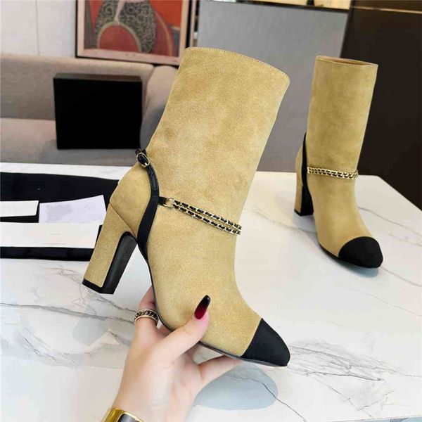 

fashion women's boots 2023 channel luxury design vintage decorative letter logo autumn and winter casual martin boots snowy anti slip s, Black