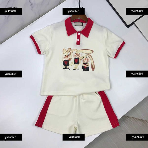 

luxury baby clothes kids designer t shirt suit 2-piece set animal acrobatics printing polo shirt and elastic waist shorts ing, White