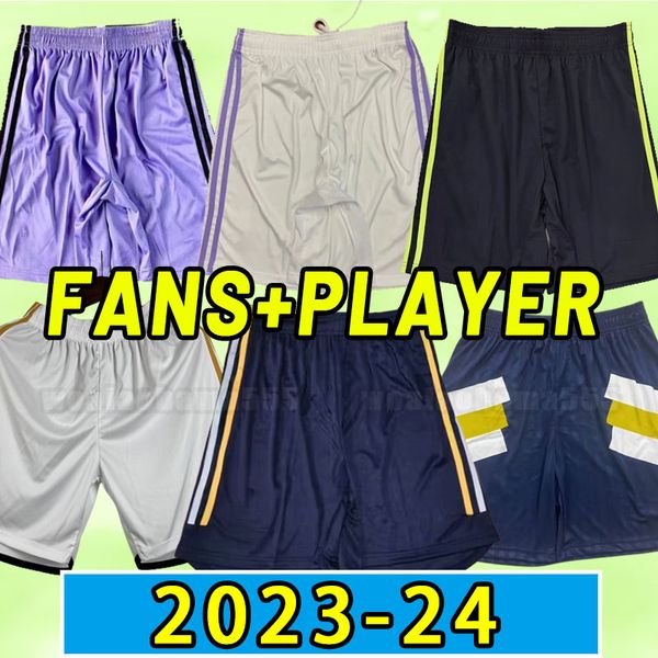 

2023 24 real madrids benzema soccer shorts vini jr modric camavinga 23 24 tchouameni asensio kroos rudiger fan version football pants home a, Black;red
