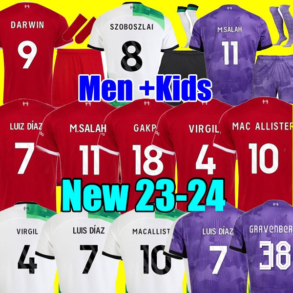

xxxl 4xl 23 24 mac allister soccer jersey gakpo darwin 2023 gravenberch luis diaz alexander arnold football kit shirts men kids uniform a.b, Black;yellow
