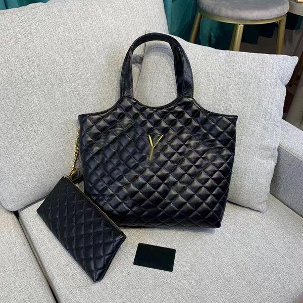 

2pieces the designer bags the tote bag large shopping bag quilted tote bags attaches handbag fashion black lambskin totes shoulders purse la