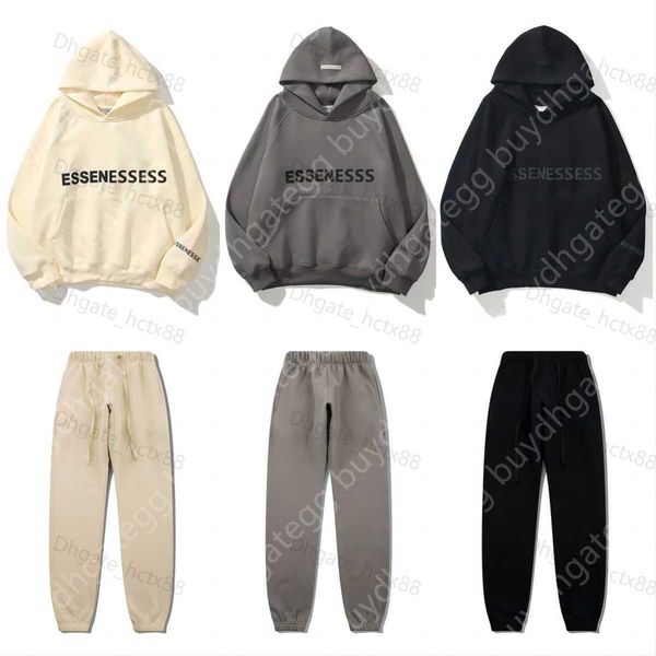 

2023new hoodies men's and women leisure fashion trends designer tracksuit essentialhoodie set casual oversize essentail pullover, Black
