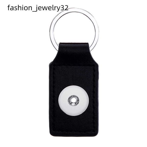 

square leather keychain jewelry 18mm snap buttons key ring chain fit snaps jewelry keyring, Slivery;golden