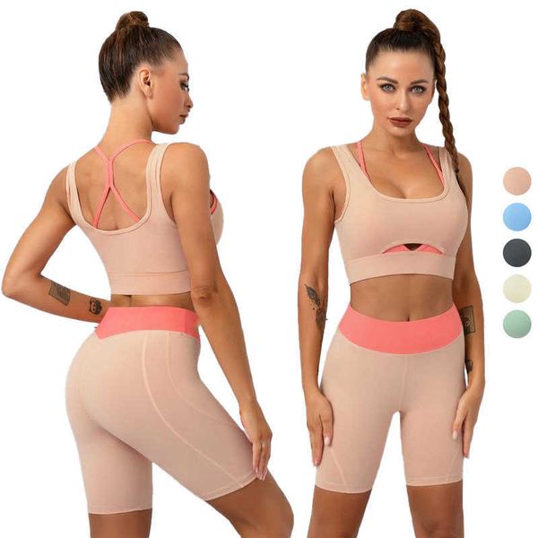 

yoga lu lu lemon seamless high waist short leggings workout women fitness set sports tank women workout clothing lady suit 2pcs running gry