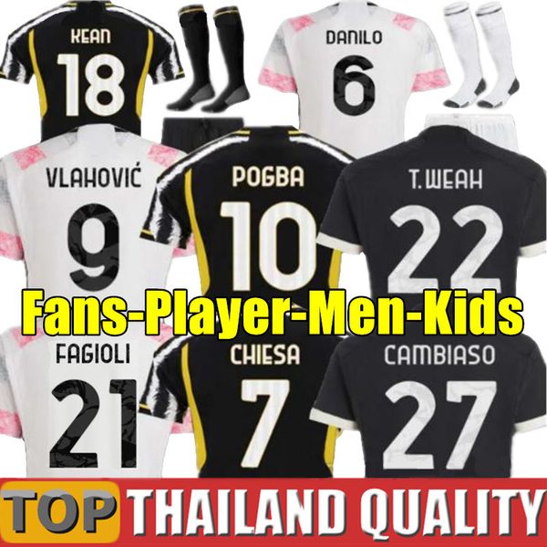 

fans player pogba vlahovic chiesa soccer jerseys 2023 2024 rabiot locatelli fagioli kostic football shirt bremer kean mckennie goalkeeper 23, Black;yellow