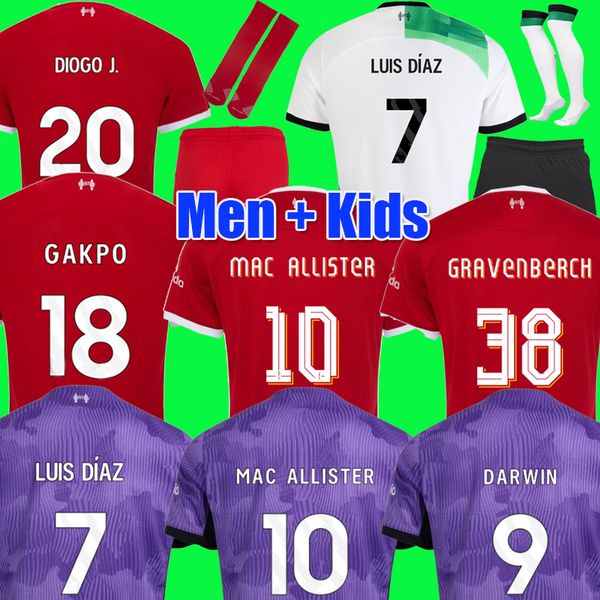 

3xl 4xl 23 24 mac allister gravenberch soccer jerseys gakpo darwin 2023 luis diaz alexander arnold football kit shirts men kids uniform a.b, Black;yellow