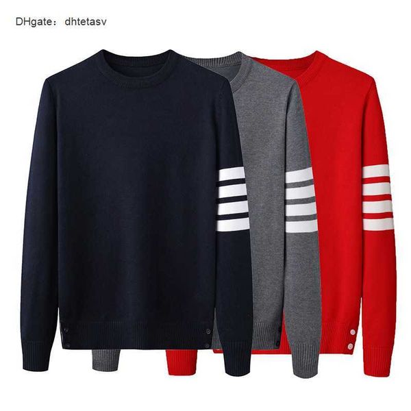 

benmingnian red striped knitwear men and women's same couple costume plus size long sleeve warm bottomed sweater trend, White;black