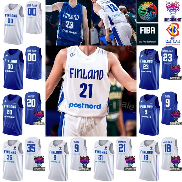 

print 23 lauri markkanen basketball jersey finland shirt 2023 world cup 18 mikael jantunen 9 sasu salin 13 olivier nkamhoua 21 edon maxhuni, Black