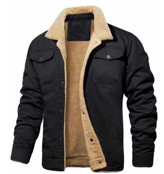 

plush work suit casual men's cotton jacket, Black;brown