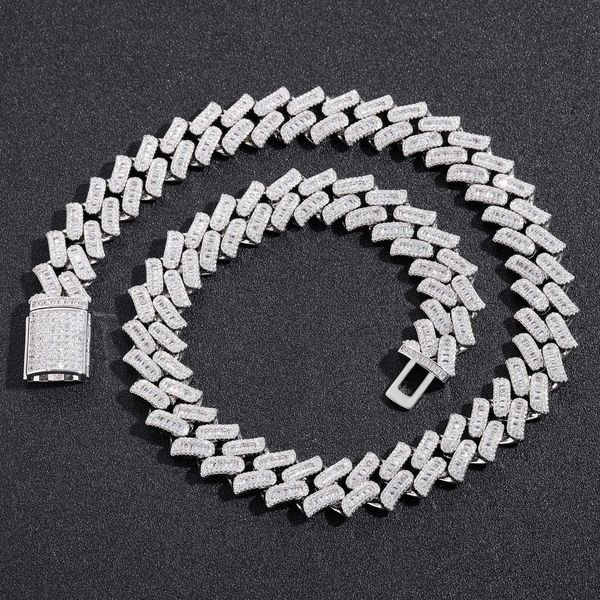 

new 16mm cuban necklace with hip hop necklace in zircon brass, Silver