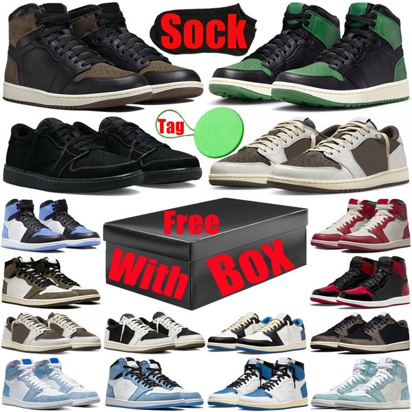 

with box palomino 1 1s basketball shoes for mens womens unc toe travis black phantom university blue reverse mocha satin bred scott trainers