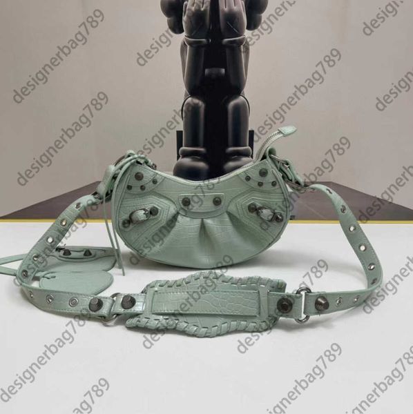 

classic luxurys designer half moon tote women's motorcycle bag crocodile embossed with mirror le cagole crossbody handbag french minori