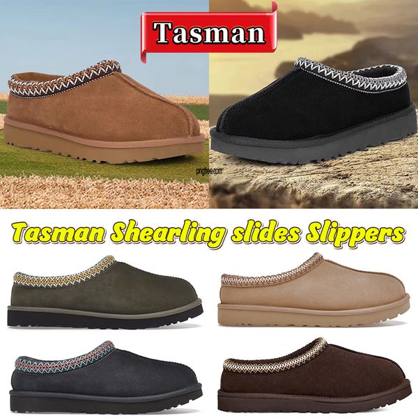 

australia tasman slippers platform boot designer snow boots mens classic ultra mini ankle booties chestnut womens winter fur slides sheepski, Black