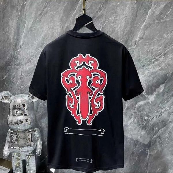 

Chromes Mens Spring Summer CH Graffiti Red Mouth Foam Heart Printed Short Sleeve T-shirt for casual men women tshirt, 463
