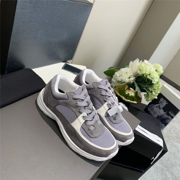 

designer calfskin casual shoes reflective sneakers vintage suede leather trainers fashion stylist shoespatchwork leisure shoe platform lace-
