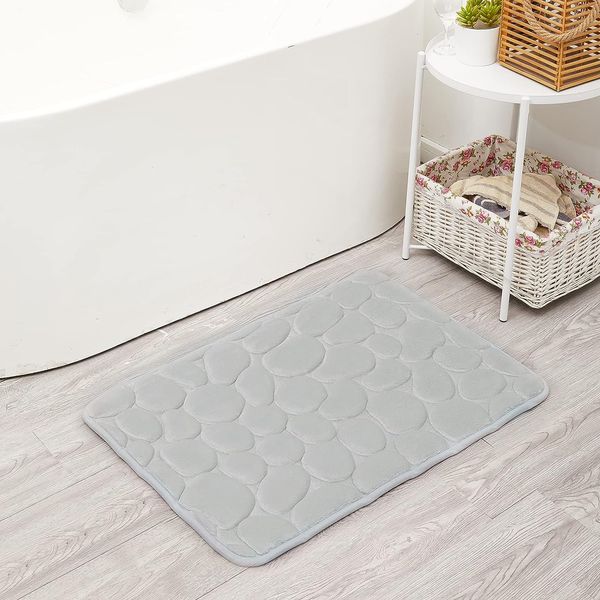 

YUEXUAN Memory Foam Bath Mats Cobblestone Bathroom Rugs Water Absorbent Bath Mats for Bathroom Non Slip Soft Stone Machine Washable Bath Rugs 10 Colors, 40CMx60CM