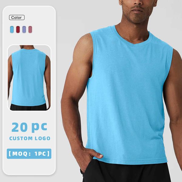 

sport lu lu custom aloo men split hem tank running gym tank vest gym athletic