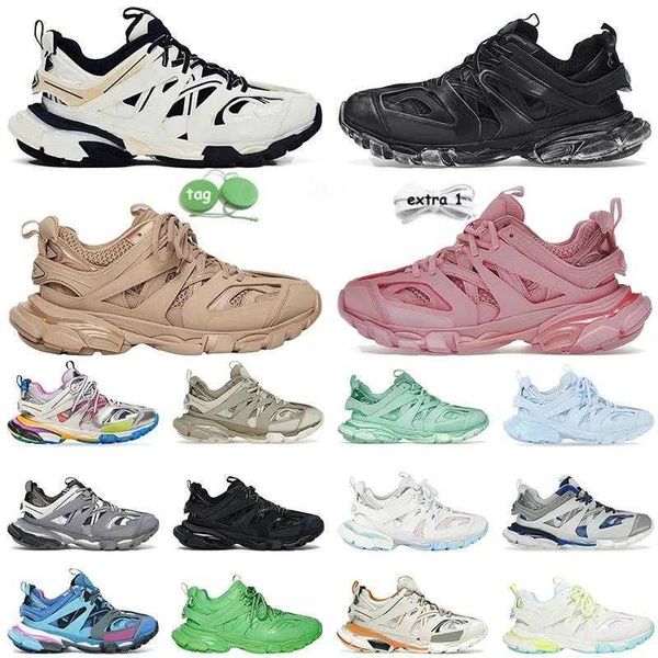 

mens designer luxury womens outdoors casual shoes track 3.0 sneaker lighted gomma leather trainer nylon printed platform sneakers men light, Black