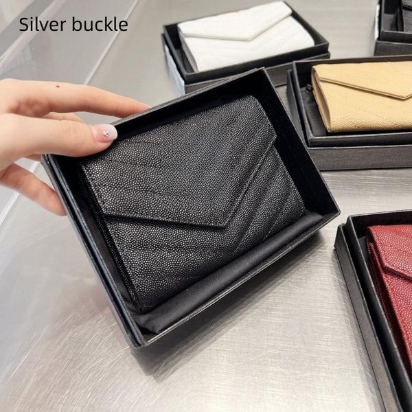 

cc caviar leather wallet card holder designer wallet woman coin purse key pouch small luxury wallet zippy wallet cute black sheepskin, Red;black