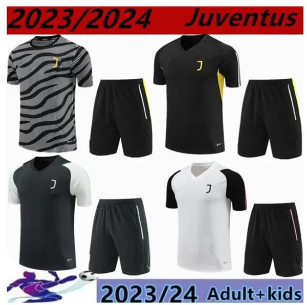 

23 24 juventus soccer jerseys short sleeves training suit pogba di maria vlahovic chiesa 2023 2024 tracksuit men kids kit set football kit u, Black