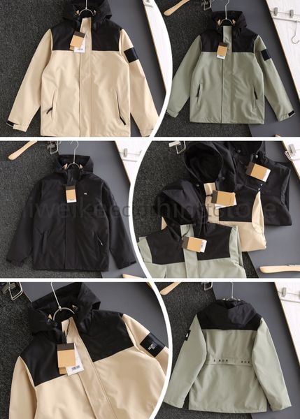 

outdoor color matching hardshell hooded windbreaker sealed waterproof jacket hardshell loose jacket coat windproof waterproof, Black;brown