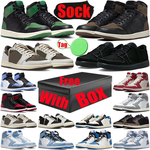

with box 1 1s basketball shoes for mens womens unc palomino lows high black phantom bred hyper royal patent bred low trainers sneakers