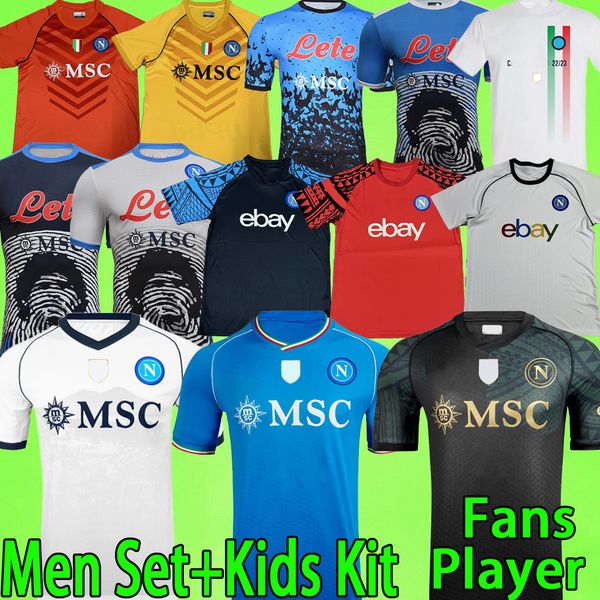 

2023 2024 napoli soccer jerseys third mens naples 23 24 osimhen kvaratskhelia maradona zielinski mens football shirt t goalkeeper training s, Black