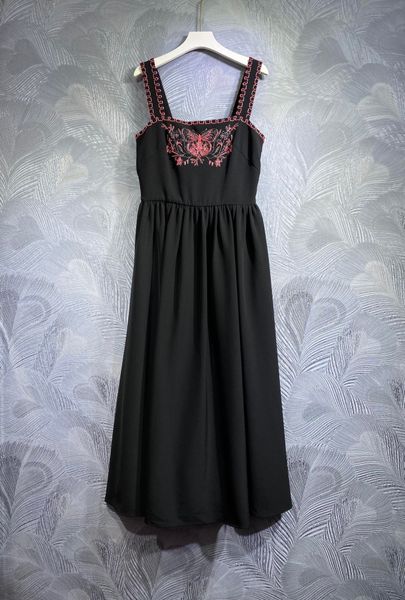 

2023 autumn new strap beaded long dress, Black;gray