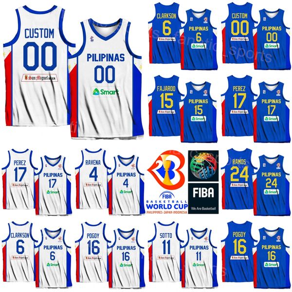 

printed philippines basketball 34 ariel john edu jersey 2023 world cup 16 roger pogoy 13 jamie james malonzo 6 clarkson 24 dwight ramos 15 j, Black