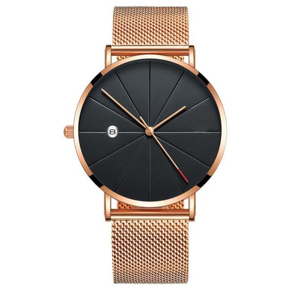 

mesh temperament quartz calendar meter fashion strap mens line watch watch gold afdnf, Slivery;brown