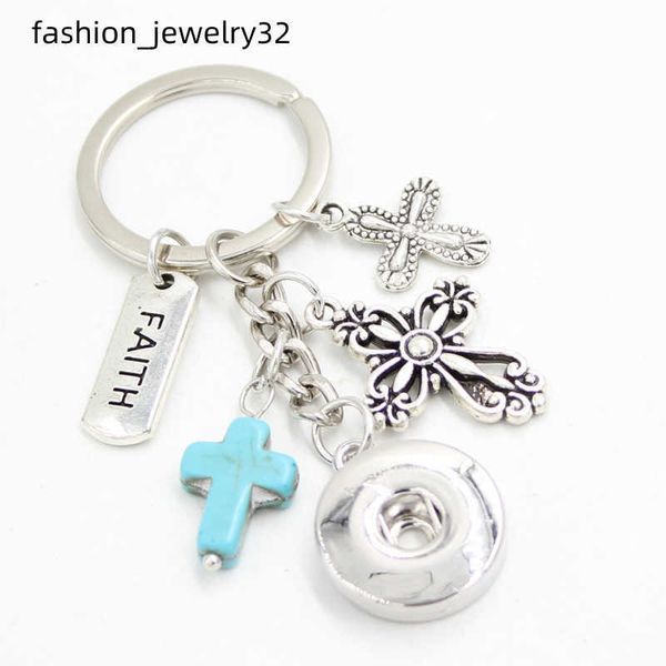 

new arrival wholesale 18mm snap jewelry inspiration faith key chain handbag charm snap keychain cross key ring gift for ballet lovers girls, Slivery;golden