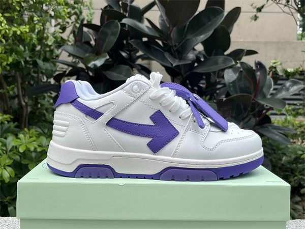 

2023 luxury designer shoes out off office sneaker casual shoes low white dark purple leather for walking mens womens loafers trainers platf, Red;white