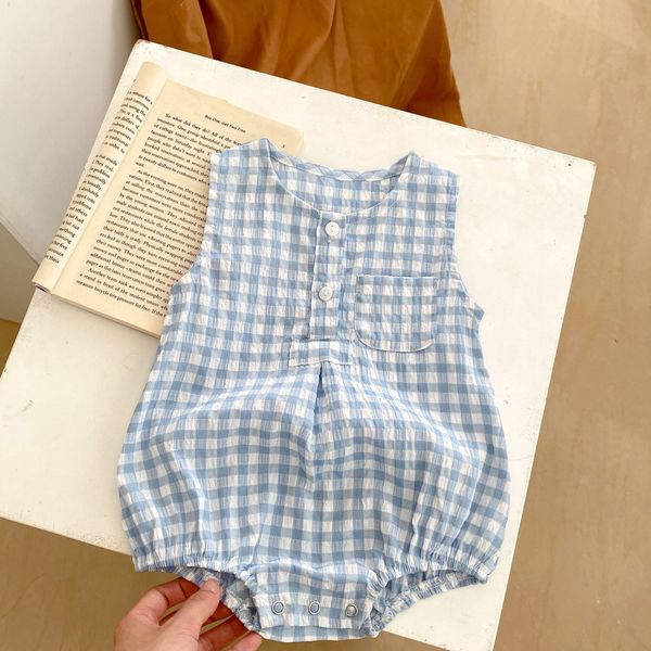

baby boy jumpsuits newborn clothes toddler girl bodysuit clothing cotton soft infant rompers one piece sleeveless 2542, Blue