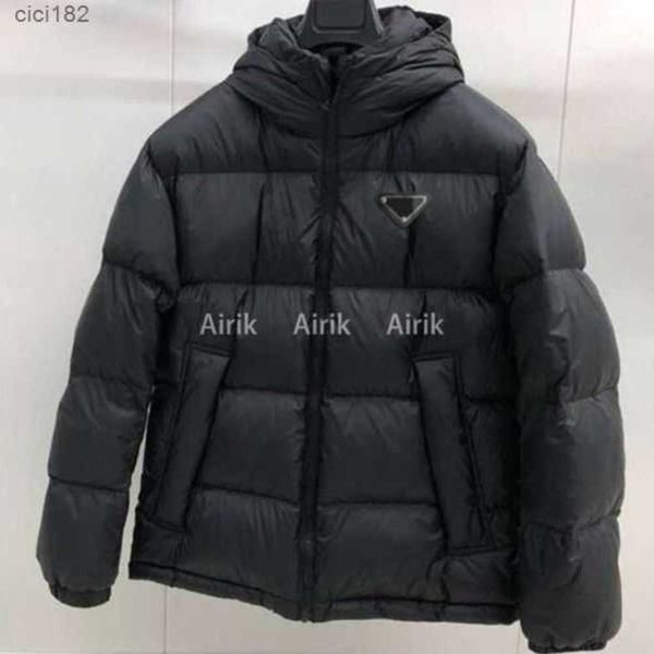 

classic women short hooded down coats designer parkas fashion inverted triangle mens jackets winter warm parker windbreaker 4i74n, Black;brown