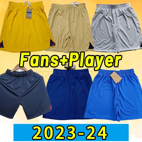 

22 23 24 lewandowski soccer shorts barcelona auba pedri ansu fati coutinho f.de jong dest gavi adama football pants men home away third fans, Black;red