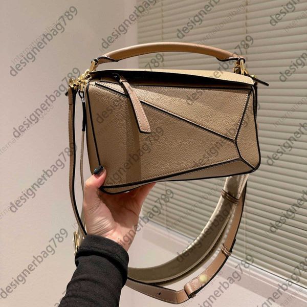 

designer puzzles geometry bag lowe brand handbag women's embroidery wide shoulder strap handheld wallet spliced diamond check high capa