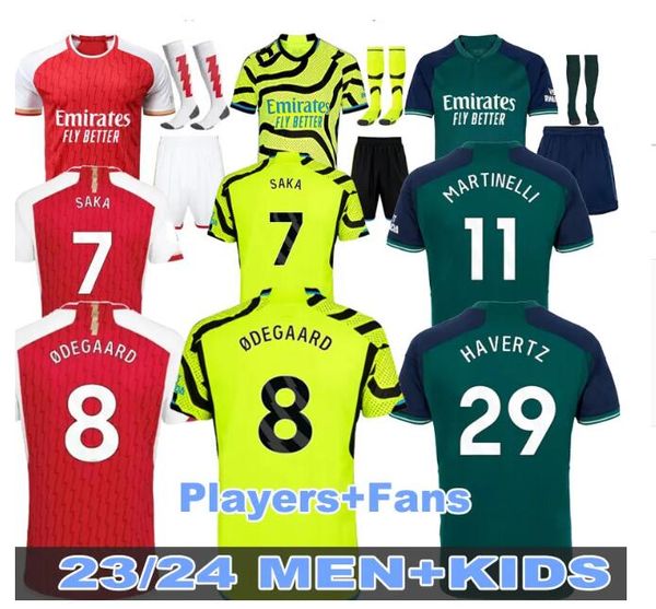 

23 24 soccer jerseys smith saliba rowe saka rice fans player martinelli 2023 2024 football shirt men kids kit odegaard nketiah g.jesus zinch, Black;yellow