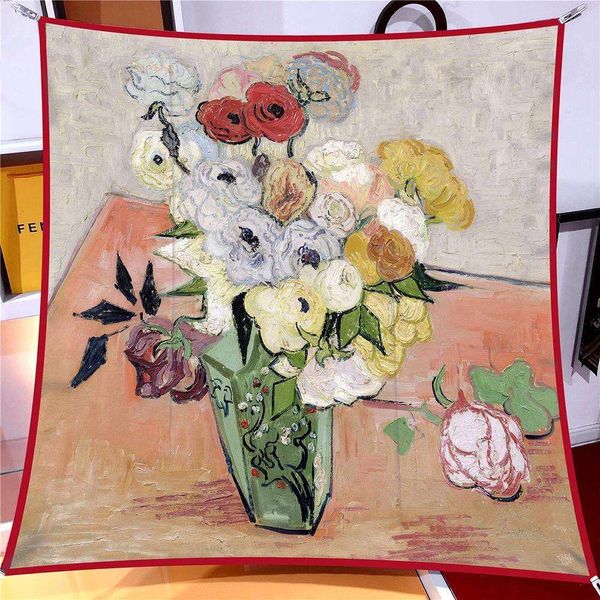 

van gogh wrap oil painting rose and sea antone hangzhou led shawl decorative scarf, Blue;gray