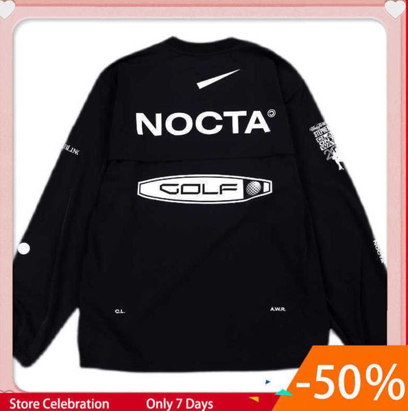 

2023ess hoodies us version nocta golf co branded draw breathable quick drying leisure sports t-shirt long sleeve round neck summer advanced, Black