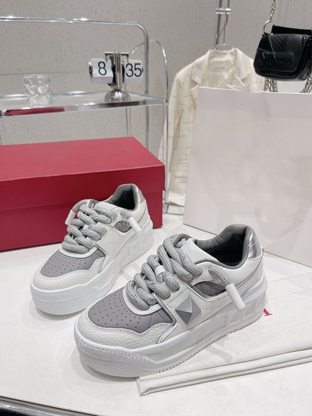 

one stud men women low casual shoes sheepskin sneakers fashion thick sole designer luxury running trainer sports shoes, Black