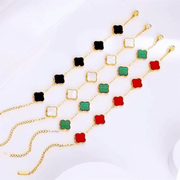 

2023 van designer jewelry women van clover bracelet fashion mens bracelet vintage bracelets clover leaf necklace luxury design wedding jewel, Golden;silver