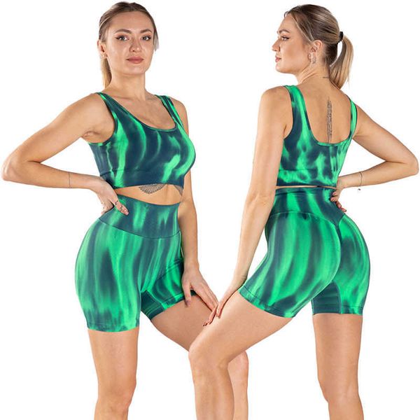 

yoga lu lu lemon women fitness set tie dye plus size 2 piece sports suit stretchy bum high waist leggings ladies gym workout running gry