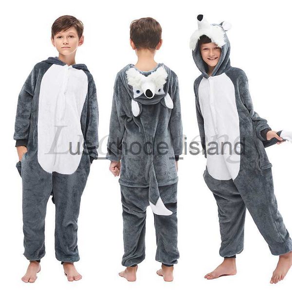 

pajamas kids pajamas girls boys sleepwear baby jumpsuit night clothes animal cartoon wolf flannel unicorn children's pyjamas for 6 8 10, Blue;red