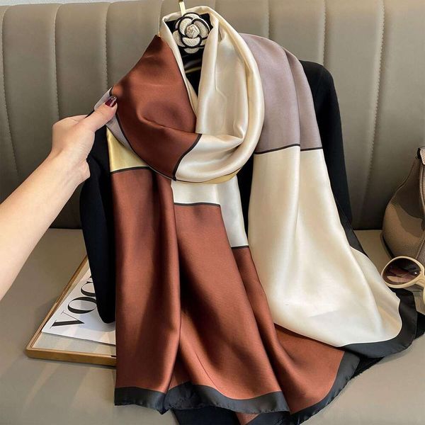 

spring and summer style decoratory scarf for women trendy decoration shawl color match travel sunscreen beach towel, Blue;gray