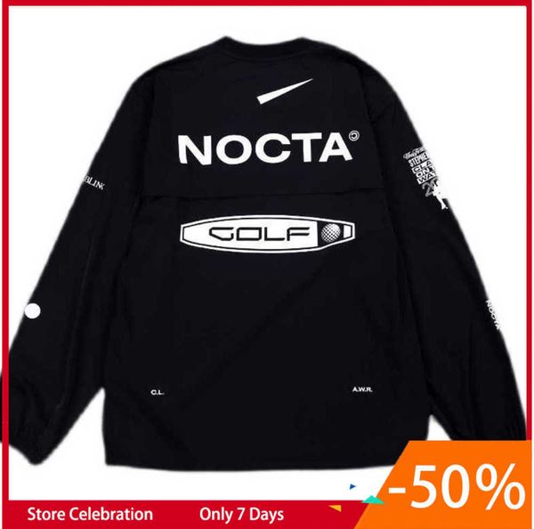 

2023 men's hoodies us version nocta golf co branded draws breathable quick drying leisure sports t-shirt long sleeve tidal flow design, Black