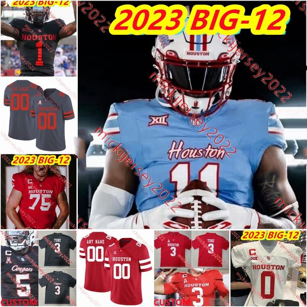 

2023 big-12 ike ogbogu houston cougars football jersey mannie nunnery chidozie nwankwo blake okoye perry olsen gervarrius owens custom stitc, Black