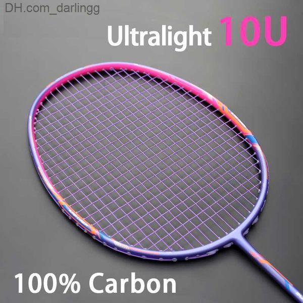 

badminton rackets lightest 10u 52g full carbon fiber badminton rackets strings professional training racquet max tension 35lbs with bags for